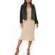 thumbnail image 2 of Chaqueta corta de pelaje sintético esponjoso de manga larga con cuello de muesca para mujer INSPIRE CHIC, XS, verde ejército, 2 of 7
