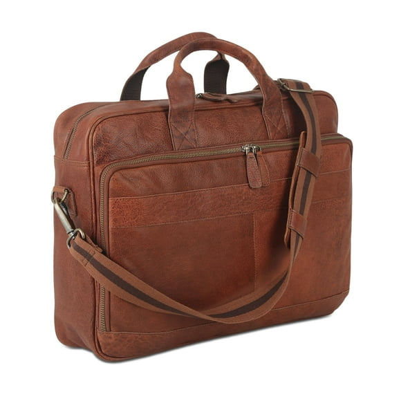 Leather briefcase 18 Inch Laptop Messenger Bags for Men and Women Best Office briefcase Satchel Bag (Wash Tan)