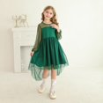 thumbnail image 6 of JUoaLXG Toddler Girls Casual Dresses Spring Mesh Solid Color Round Neck Long Sleeve A Line Dress Daily-Wear,Green,3-4 Years, 6 of 9