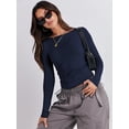 thumbnail image 5 of Luniro Long Sleeve Shirts for Women Boat Neck Tight Fit Going Out Crop Tops Y2k Teens Girls Basic T Shirt, 5 of 11