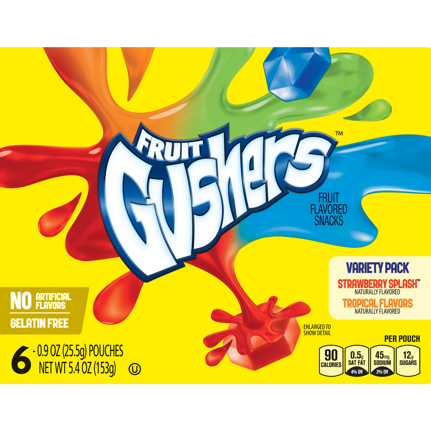 Gushers Fruit Snacks Strawberry Splash & Tropical Flavors 6 ct 5.4 oz