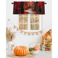 thumbnail image 2 of Rod Pocket Window Valances Rustic Maple Leaf Tree Road Short Kitchen Curtains Watercolor Autumn Leaves Window Treatment Drapes for Bedroom Bathroom Living Room 54x18In,1 Panel, 2 of 6