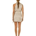 thumbnail image 4 of Mini Vestido de Mujer, Elegante Vestido de Verano de Cuello Tortuga sin Mangas y Cintura Atada para Fiesta Club Nituyy Vestido de tirantes de satén, 4 of 5