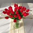 thumbnail image 2 of 30pcs Artificial Tulip Flowers Fake Real Touch Tulips Flower Bouquet for Wedding Arrangements Centerpieces Home Decoration (White), 2 of 5