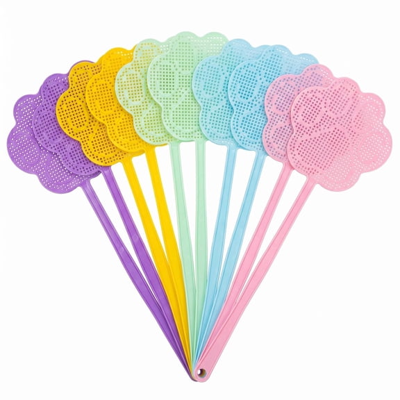 Xingtaoda Fly Swatters Sturdy 10 Pack Bear Paw Shape PP Plastic Fly Swatters Long Handle Multi Colors