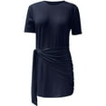 thumbnail image 3 of JGTDBPO Summer Dresses For Women Casual Short Sleeve Beach Swing Sundress Pleated Bow Belt Loose Comfy Mini Dress Cover Up Loose Dress, 3 of 4