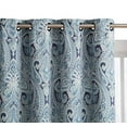 thumbnail image 3 of THD France Paisley Print Damask Energy Efficient Room Darkening Grommet Window Curtain Panels - Pair, 3 of 6