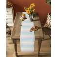 thumbnail image 5 of Table Runner Dresser Scarves 108 Inch Long, Minimalist Geometric Art Colorful Stripe Linen Dining Table Runners Blue Pink Green and Yellow Tabletop Scarf for Wedding Holiday Party Kitchen, 5 of 7