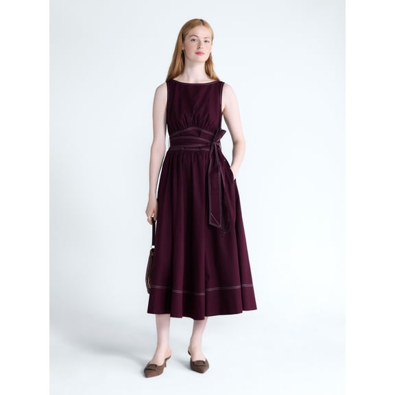 Free Assembly Women's Sleeveless Cotton Boatneck Maxi Dress, Sizes XS-XXL