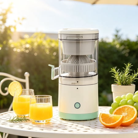 2026 Upgraded 3.7V Rechargeable Automatic Separation Juicer Portable Cordless Fruit Vegetable Squeezer Compact Juicer Machine for Orange Lemon Grapefruit Home Kitchen Travel Outdoor Use Green