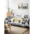 thumbnail image 3 of Yellow Truck Couch Cover for 2 Cushion Couch, Spring Bees Honey Daisy Black Lattices Washable Love Seat Sofa Covers Slipcover, Throw Sofa Covers for Pets, Furniture Protector 71"x102", 3 of 9