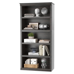 5 Tier Bookcase, Farmhouse Book Shelf with Storage Open Display Bookshelves, 67.4" Tall Book Case Wooden 5 Shelf Bookcase Home Decor Furniture for Home Office, Living Room, Bed Room - Grey