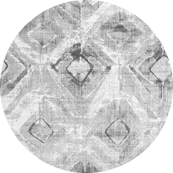 Ahgly Company Indoor Round Abstract Gray Contemporary Area Rugs, 4' Round