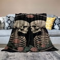 thumbnail image 2 of COMIO Flannel Material Blanket, Couple Skull Skeleton Skull The Lovers, Anti-Pilling Soft and Durable, Multi-Purpose, Various Sizes White, 2 of 6