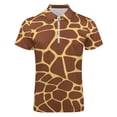 thumbnail image 4 of Brown Yellow Giraffe Print Pattern Men Zipper T-shirt Summer Casual Short Sleeve T-shirt Top, 4 of 7