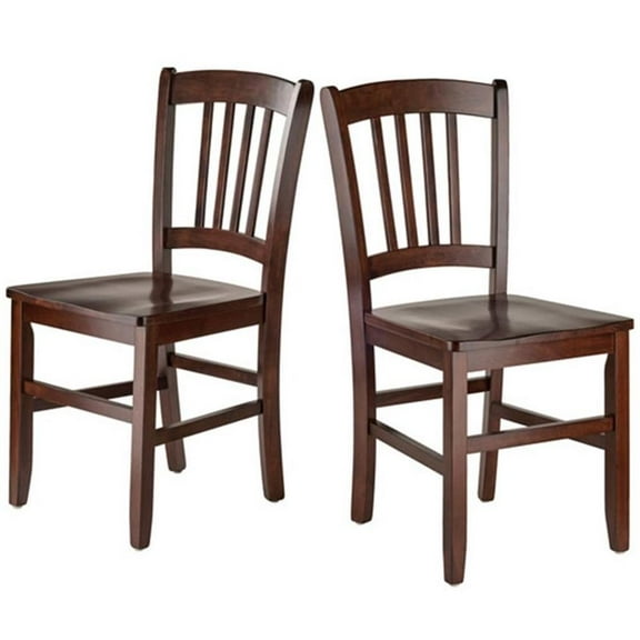 Pemberly Row 17.91" Slat Back Solid Wood Dining Chair in Rich Walnut (Set of 2)