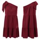 thumbnail image 3 of Vestidos De Playa Vestido corto de mujer con pliegues y cuello de un hombro para cóctel (rojo S) Cgtredaw para Mujer Rojo T L, 3 of 6