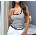 thumbnail image 7 of Womens Summer Square Neck Ribbed Slim Fitted Spaghetti Strap Tank Tops Grey S, 7 of 7