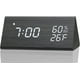 thumbnail image 1 of Reloj despertador digital, con pantalla de tiempo LED electrónica de madera, 3 configuraciones de alarma, humedad y temperatura, 1 of 1