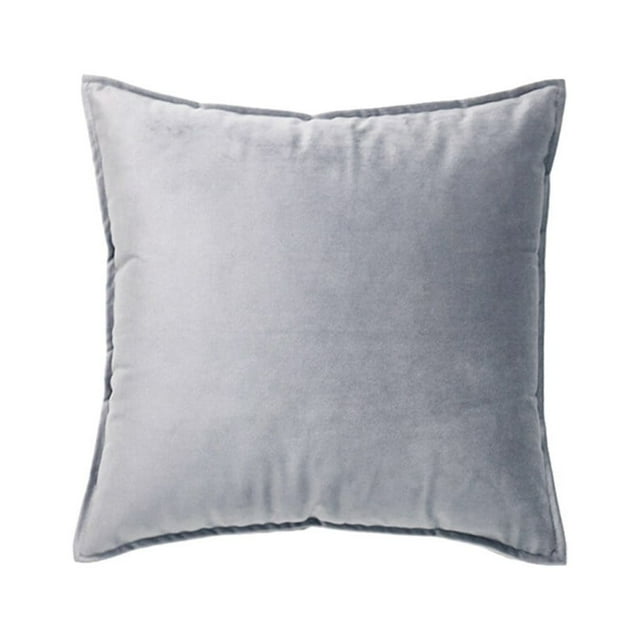 Housse de Coussin de Siège Couleur Unie Velours Remplacement Doux Décoratif Réutilisable Fermeture Éclair Accessoires Gris 50x50cm