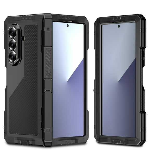 Case for Samsung Galaxy Z Fold 7 5G, with Kickstand [Hinge Protection] Heavy Duty Drop-proof Silicone & Hard Shockproof Metal Bumper Cover  Rugged Shell for Galaxy Z Fold 7 5G, Black