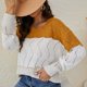 thumbnail image 5 of Suéter de punto a rayas con bloques de colores para mujer, suéter holgado informal elegante de manga larga con cuello redondo, suéter calado Ginger XL, 5 of 8