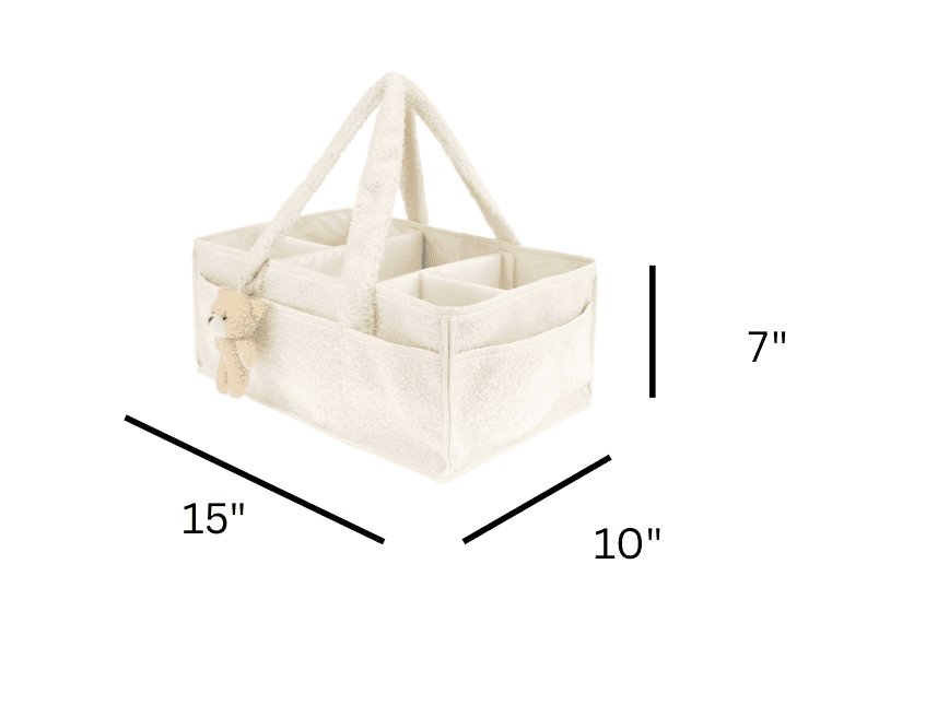 Cozy Plush Organizer with Bear Diaper Stackers & Caddies Newborn Baby Items Diaper Bags Organizer Cream