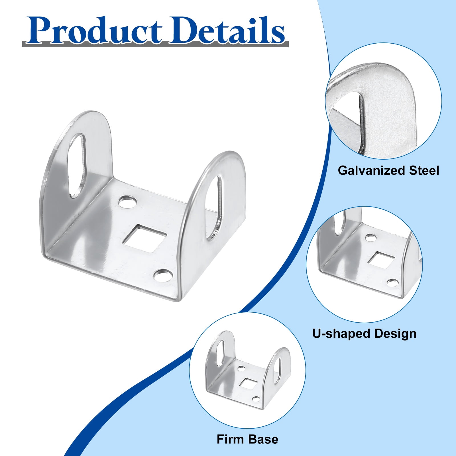 Uxcell 20 Pcs U Bracket for 1.61" Panels, 40 x 44 x 34mm Metal U Shaped Fasteners Brackets for Guardrail or Partitions Connection, Silver