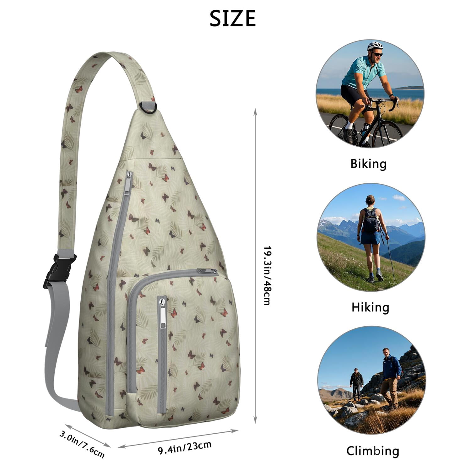 Tactical Butterfly Print Chest Bag - Lightweight Waterproof Shoulder Pack, Tear-resistant Sling Bag for Hiking/Camping (Unisex Design)