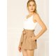 thumbnail image 4 of Pantalones Cortos de Verano Para Mujer Allegra K Con Cintura Alta Plisada Marrón XS, 4 of 6