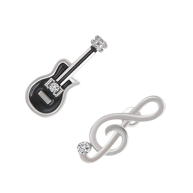 Pendientes de Nota de guitarra Minnieouse asimétricos En plata de ley 925
