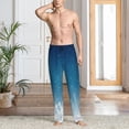 thumbnail image 5 of Uemuo Christmas Snowflakes Pattern Men's Wide Leg Palazzo Lounge Pants with Pockets Light Weight Loose Comfy Casual Pajama Pants-Small, 5 of 9