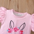 thumbnail image 5 of Kiijoy Girls Easter Outfits Rabbit Print Flutter Sleeve T Shirt Shorts Set, Sizes 1-2, 5 of 6