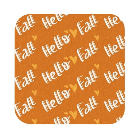 

Ocsxa Hello Fall Coasters for Drinks Leather Coasters Set of 4 for Coffee Table for Housewarming Kitchen Bar Decor One Size