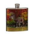 thumbnail image 2 of KuzmarK 6 oz. Stainless Steel Flask Set in Black Presentation Box -  Whitetail Buck in Autumn Art by Denise Every, 2 of 2