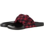 Bernardo Womens Miami Flat Sandal 6 Red/Black Buffalo Plaid