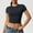 Black, variant on QUNYINEY Short Sleeve T Shirts for Women Casual Crew Neck Solid Tops Stretch Workout Slim Yoga Crop Shirts
