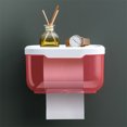 thumbnail image 4 of Kearding Caja de pañuelos Universal para baño montada en la pared, almacenamiento resistente sin perforaciones, soporte para servilletas de papel Juegos de accesorios de baño Rosado, 4 of 6