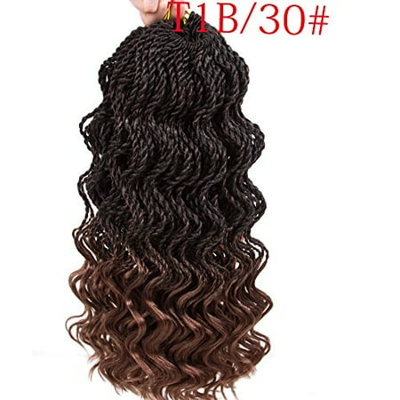 Firstcyh 6 Packs Wavy Senegalese Twist Crochet Hair Braids Wavy