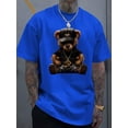 thumbnail image 6 of Fashionable cool teddy bear pattern letter print men's cotton round neck short sleeved sports T-shirt, fashionable street style T-shirt, casual and comfortable transparent, 6 of 10