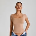 thumbnail image 2 of SWSMCLT Women's Soft T Shirt Fitted Top Basic Scoop Neck Lightweight T-shirt Yoga Summer Cool Workout Thin Spandex Light Coffee Small, 2 of 5