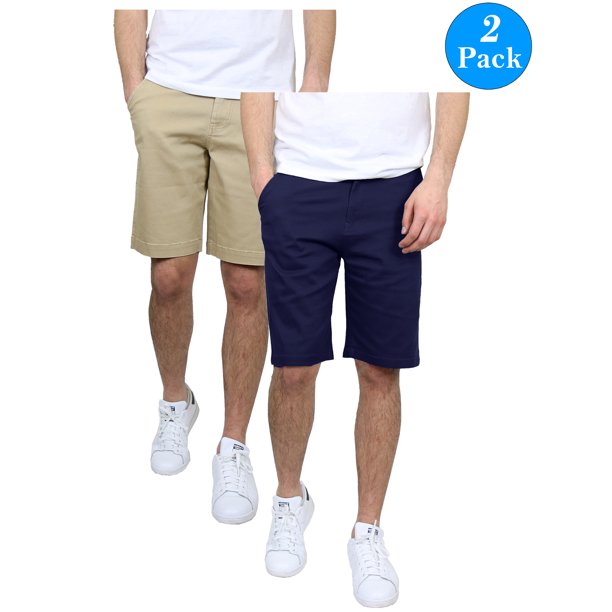 Mens 5Pockets Flex Stretch Cotton Chino Shorts (2Pack)