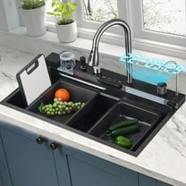 31.5 inch Kitchen Sink Single Bowl Stainless Steel Sink Workstation Matte Gray