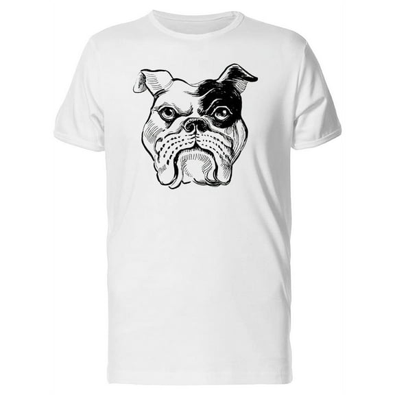 Bull Dog Face In B&W T-Shirt Men -Image by Shutterstock, Male Large