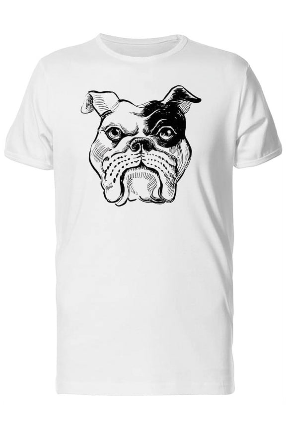 Bull Dog Face In B&W T-Shirt Men -Image by Shutterstock, Male Large