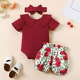 thumbnail image 2 of Kayannuo Baby Girl Clothes Short Sleeve summer Newborn Baby Girl Clothes Infant Outfits Ruffle Sleeve Romper Bodysuit Floral Pants Toddler Girl Outfits, 2 of 9