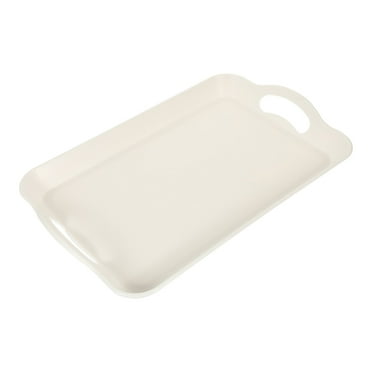 White Plastic Food Serving Tray for Storage with Double Handle Perfect for Parties and Home Use