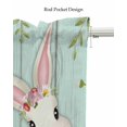 thumbnail image 5 of Easter Rabbits Linen Curtain Valance for Bedroom/Bathroom/Kitchen/Office/Living/Dining Room Windows,White Bunny Farmhouse Eggs Flower Rod Pocket Topper Drapes Decorative Cafe Drapery Panel 42x18, 5 of 6