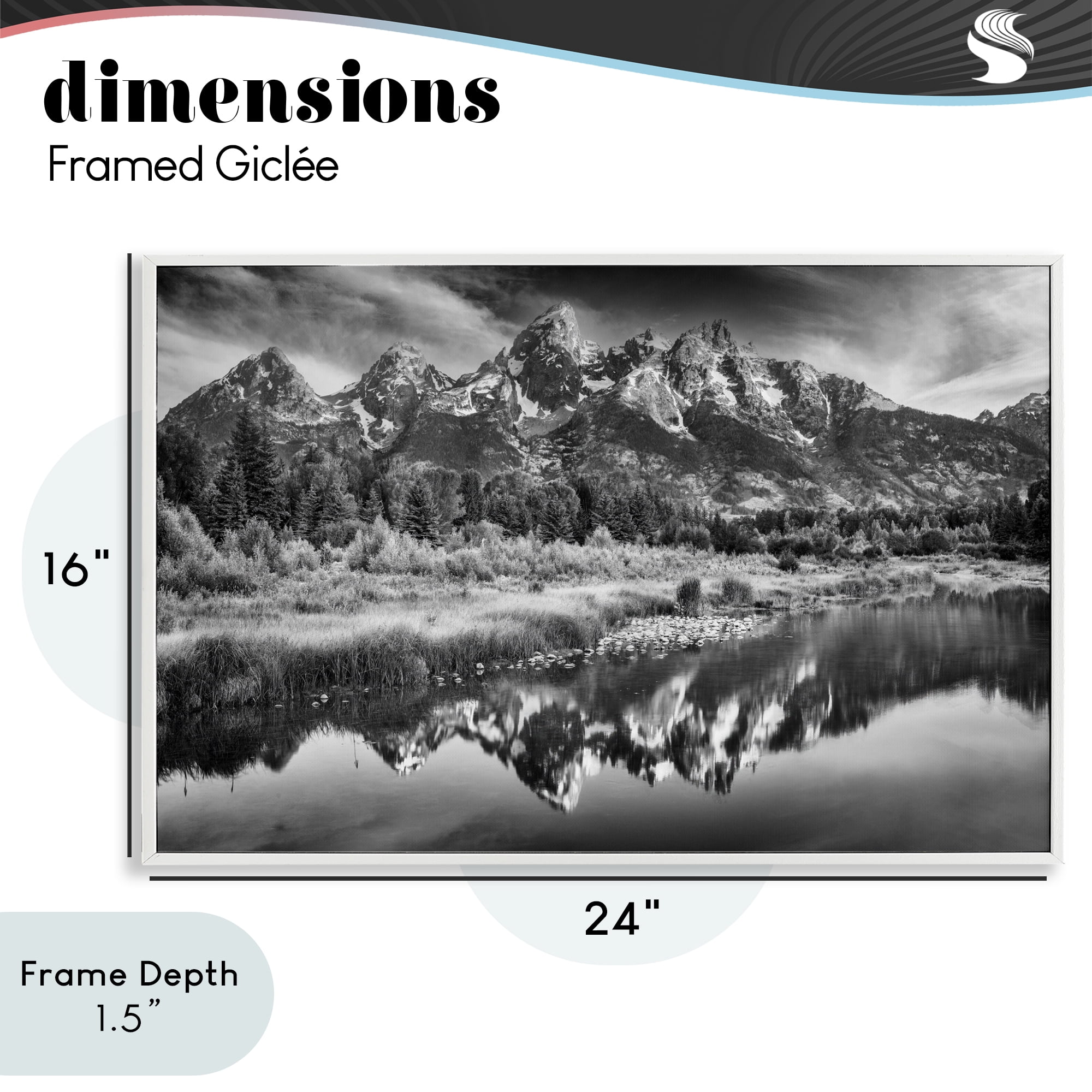 Stupell Industries Teton Mountain Reflections White Framed Giclee Art, design by Rick Berk