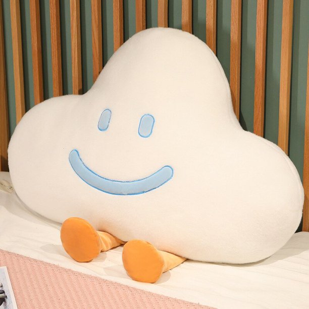 INS Soft Cute Smile Clouds Pillow Girly Room Decor Korean Style Fat Clouds Plush Toy Cushion Sleeping Pillow for Girl Child GiftWhite60x40cm Deng Xun unisex